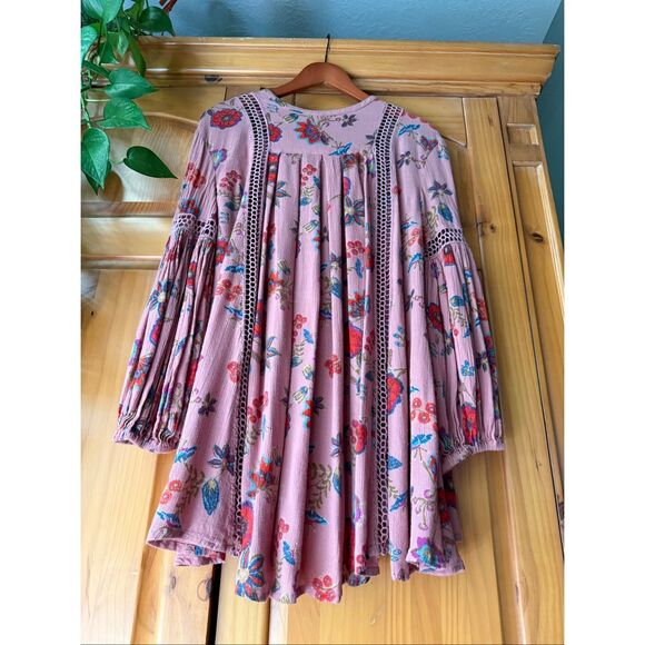 Free People Floral Crochet Inset Tunic Dress”SZ SP - Picture 8 of 14
